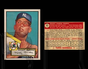 1952 Topps Mickey Mantle #311 Baseball Card 14 x 11" Photo Print - Picture 1 of 1