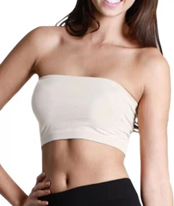 By Together Seamless Tube Top Spandex Bandeau Crop Strapless Bra Layering - Picture 1 of 2