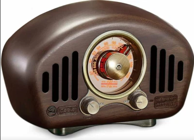 Vintage Style Radio Retro Bluetooth Speaker Walnut Wooden AM FM BT Radio - Image 1 of 4