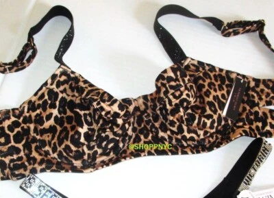 Top de Bikini VICTORIAS SECRET SWIM Correa Brillante Micked Push Up 32D Leopardo $70 Foto 1 de 4