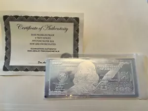 4oz .999 Pure Silver Proof Ben Franklin $100 W/ COA - Picture 1 of 6