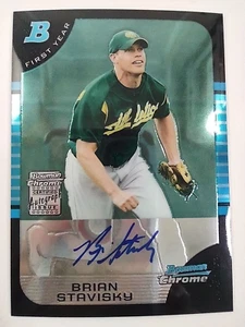 2005 Bowman Chrome First Year #350 Brian Stavisky Rookie Auto RC Athletics - Picture 1 of 7