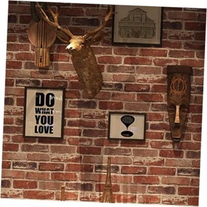 Brick Wallpaper Peel and Stick Realistic Distressed Textured 17.3" x 118" Red - Picture 1 of 8