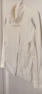 Izod XFG Golf Ivory L/S Zip & Snap Front High Neck Knit Jacket Misses Large - Picture 1 of 5
