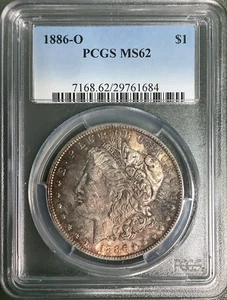 1886-O MORGAN SILVER DOLLAR $1 MS 62 PCGS - Picture 1 of 4
