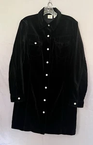 Old Navy Long Blazer Sakko schwarz Samt Knopfleiste elegant klassisch Gr. 14 - Bild 1 von 10