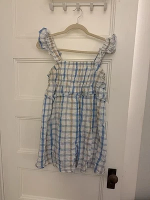 Mini vestido para mujer Babydoll manga con volantes a cuadros talla M Foto 1 de 4