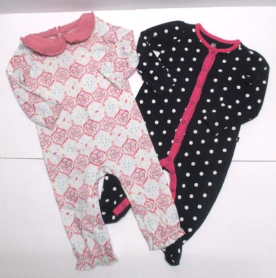 2 INFANTES NIÑAS BABY GAP AZUL Y BURT'S BEES BABY PINK LONGALL & FOOTIE TALLA 3-6 M Foto 1 de 4