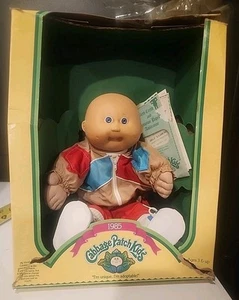 Vintage 1985 Cabbage Patch Kid Baby Doll 14" Bald Head Blue Eyes - Picture 1 of 12