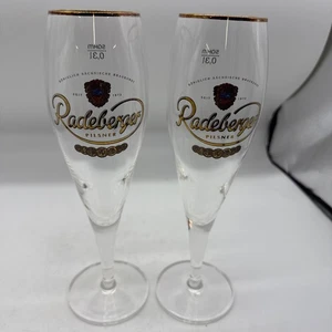 2er Set Deutsches Radeberger Pilsner 0,3 Liter Stiel Rastal Gläser Goldrand EUC - Bild 1 von 6