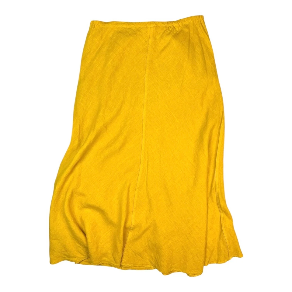 Maxi Falda CP Tonos Talla M Amarilla Corte Sesgado Bolsillos Pull-On Foto 1 de 4