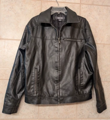 Chaqueta Kenneth Cole Reaction Para Hombres Talla M Negra Imitación Cuero Cremallera Completa Foto 1 de 4