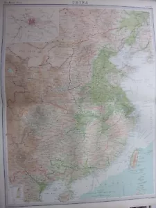 1920 MAP OF CHINA - Peking Mongolia Taiwan Hai-Nan - Plate 63 Times Atlas World - Picture 1 of 6