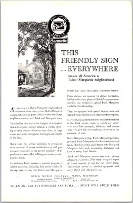 PRINT AD 1929 Buick Marquette Service Stations Friendly Sign Everywhere 6.75x10 - Image 1 of 3