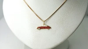 Charming Vintage 18K Gold Car Pendant with Enamel - Swedish Lagerströms - 16.6mm - Picture 1 of 5
