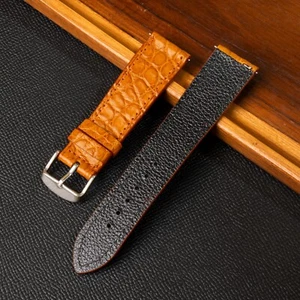 Quick Release 16mm - 24mm Flat Watch Band, Orange Leather Watch Strap - Picture 1 of 11
