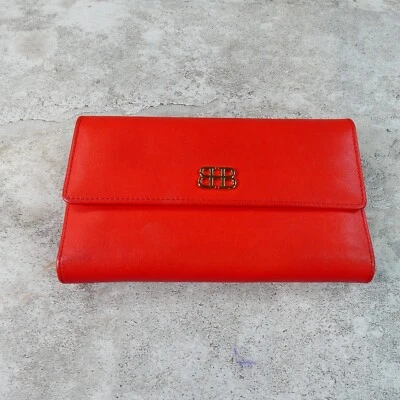 Cartera de mujer Bosco naranja a cuadros porta libro a presión de cuero flexible Foto 1 de 4