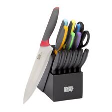 New ListingTasty 15 Piece Stainless Steel Block Knife Cutlery Set, Multicolor