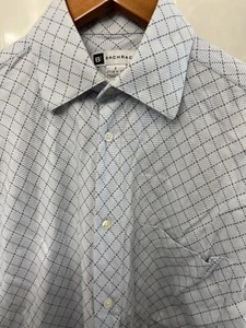 Bachrach Men’s Long Sleeve Button Up Dress Shirt S 37-38 14.5 White and Blue - Picture 1 of 5