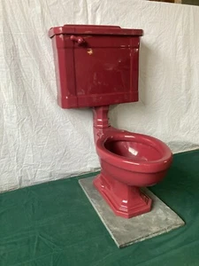 Antique Burgundy Red Porcelain Complete Toilet Standard Master Maderna 93-24E - Picture 1 of 24