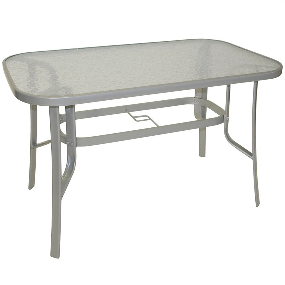 Gartentisch 70 x 120 x 73 cm aus Stahl und Glas Terrassentisch Balkontisch Tisch - Bild 1 von 1