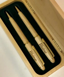NEW‼️Laser Gifts “Signature Series” Alderwood Engraved Pen/Pencil Set - “Blaine” - Picture 1 of 12