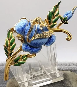 CORO Vintage Marked Enamel Gold Plated Flower Brooch - Picture 1 of 7