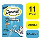 44 x 10g Dreamies Creamy Adult Cat & Kitten Treats Scrumptious Salmon 11x40g