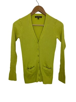 Tommy Bahama Womens V Neck Button Up Cardigan Sweater Ribbed Lime Green Sz Small - Image 1 of 4