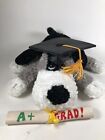 Dan Dee Plush Dog Puppy Grey Graduation Cap Hat A+ Grad Diploma 10? Stuffed Toy