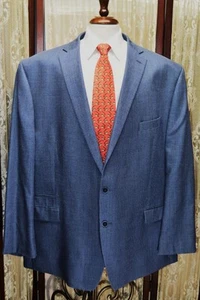 Michael Kors 56 L Blau Gewebt Seide & Wolle 2 Schlitz Sport Mantel Blazer P6J7 - Bild 1 von 6