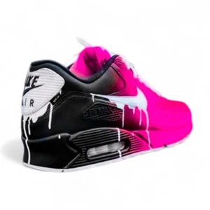 Custom Nike Air Max 90 - Pink Fade White Drip - Handbemalt - Dripped Schuhe - Bild 1 von 2