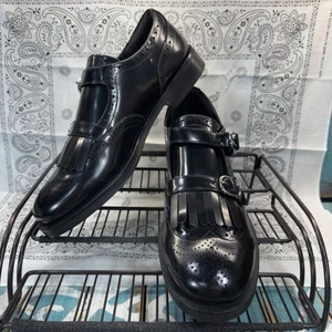 NEW MANGO MNG BLACK LEATHER BUCKLE DETAIL LOAFERS SHOES SZ 41 US 10 - Picture 1 of 10