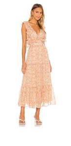 Bardot Simona Floral Dress In Tan Ditsy Womens AU/8 US/4 Midi Chiffon NWT - Picture 1 of 10