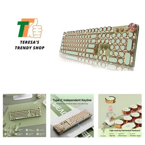 Typewriter Style Mechanical Gaming Keyboard, Wired Mechanical Keyboards,104 K... - Picture 1 of 7