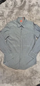 hugo boss mens large pin stripe grey collared 100% cotton shirt slim fit - Picture 1 of 8