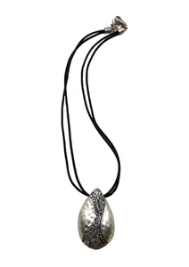 Premier Designs Jewelry Hidden Treasures Necklace Silver Pendant Leather Cord - Picture 1 of 24