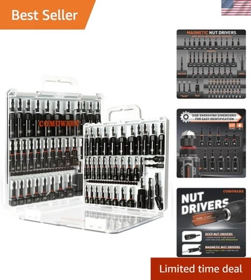 Versatile 55-Piece Deep Nut Driver Set with Magnetic Grips & Accessories - Image 1 of 4