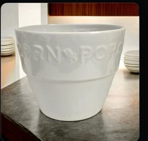 POPCORN Bowl - I. Godinger & Co. White Large Ceramic Serving White Raised Letter - Picture 1 of 7