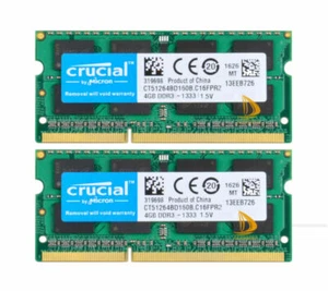 8GB Crucial 2x 4GB DDR3 1333MHz PC3-10600 SODIMM RAM F iMac 27Zoll Mitte 2011 A1312 - Bild 1 von 9