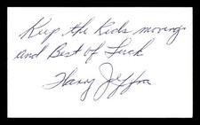 Harry Jeffra Autographed 3x5 Index Card Bantamweight Champ "Best Of Luck" 179725
