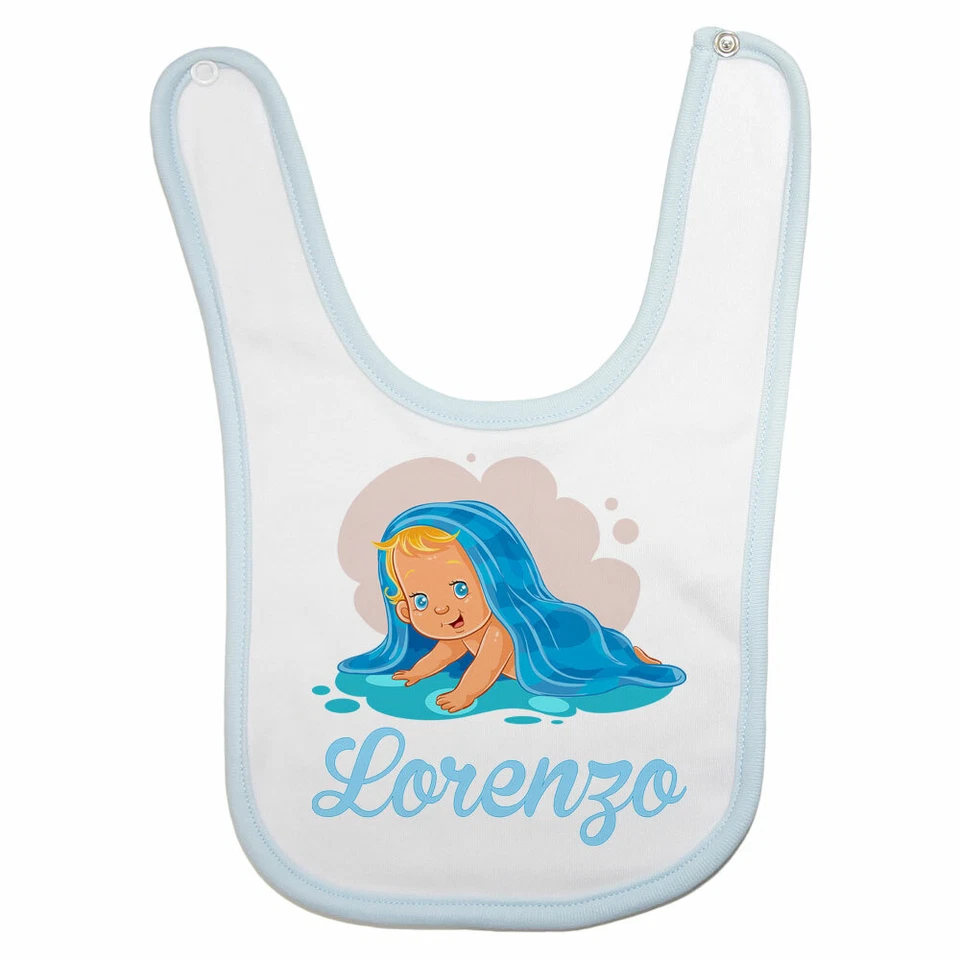 Bavaglino neonato personalizzato con nome bimbo con asciugamano - Immagine 1 di 1