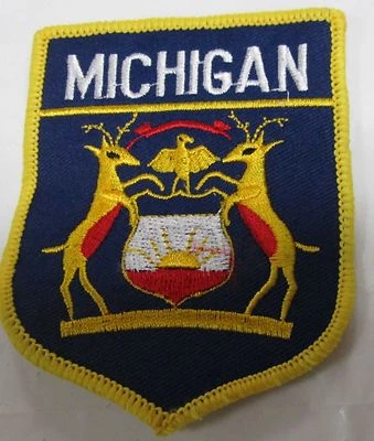 Michigan State Flag Patch Embroidered 500 Pc 3 x 3.5-inch Emblem Iron on, Sewing - Image 1 of 3