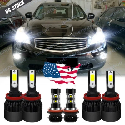 For Infiniti EX35 2008-2010 2011 2012 6X 6000K LED Headlight+Fog Light Bulbs Kit - Image 1 of 4