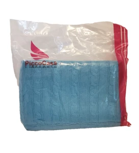 PiccoCasa Cotton Knitted Blanket Throw Blanket Bondi Blue 47x70 - Picture 1 of 3