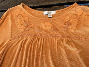 Vintage America Blues Women’s Size L Shirt Blouse Peasant Top Boho Color Orange - Picture 1 of 13