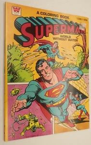 Vintage SUPERMAN Malbuch Whitman Welt ohne Wasser 1398-1 um 1980 98¢ - Bild 1 von 3