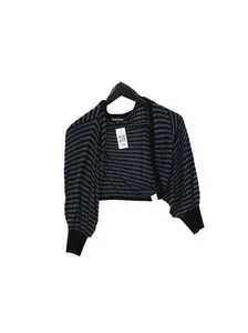 Warehouse Women's Cardigan UK 6 Black Striped 100% Viscose V-Neck Cardigan - Picture 1 of 5