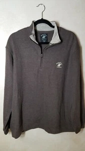 Beverly Hills Men's Sz L Pullover Sweater 1/4 Zip Brown Polo Club Preppy 80's  - Picture 1 of 12