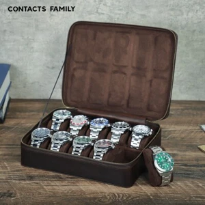 10 PIEZAS Relojes Cuero Viaje Caja de Almacenamiento Estuche Cubierta Soporte Bolsa Doble Cremallera - Imagen 1 de 5